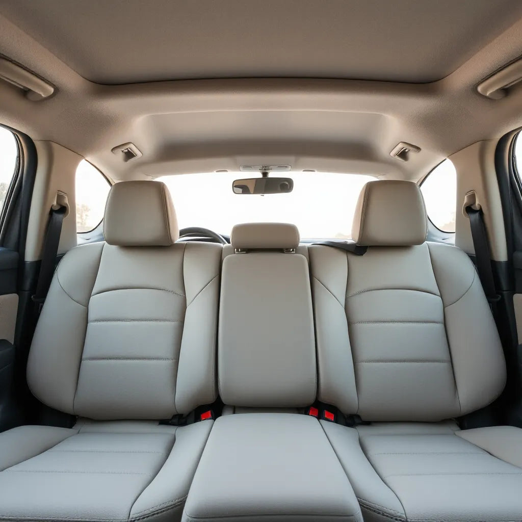 Neatly fitted car seat covers with aligned headrests and seatbelt openings in a clean vehicle interior