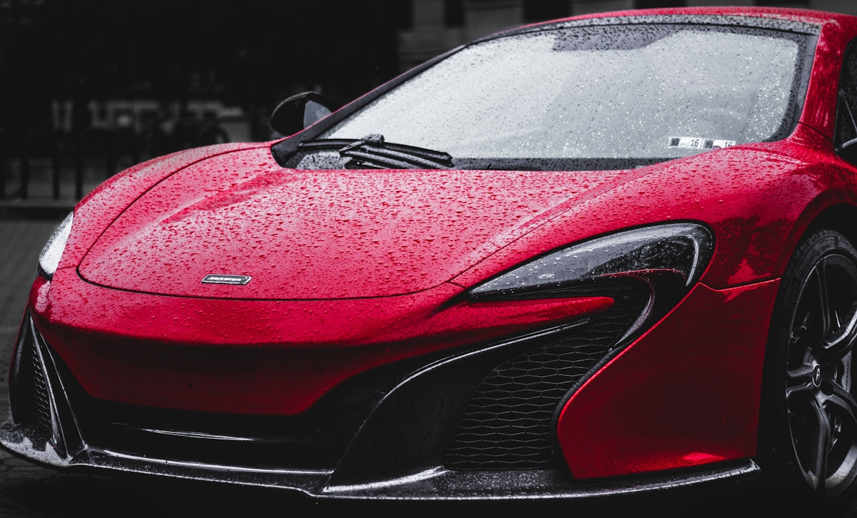 red sports car hood