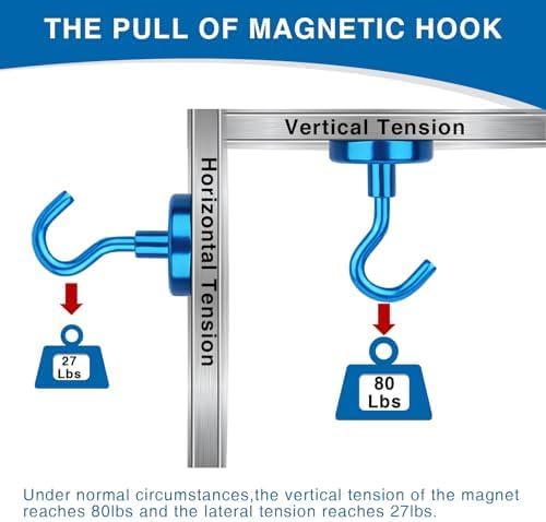 LOVIMAG Magnetic Hooks for Cruise Cabins, 80lbs Blue Magnetic Hooks for - Image 7
