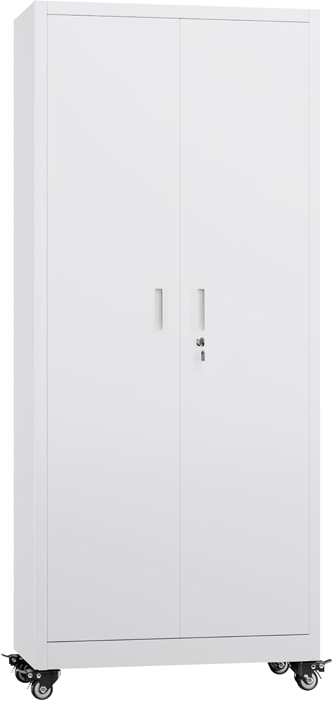 Garage Storage Cabinet with with Pegboard and Wheels, Tool Storage, Home Office - Image 4