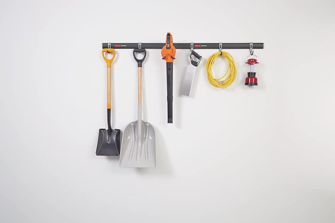 Rubbermaid Garage FastTrack 8-Piece Small Kit Black/Grey All-in-One Rail & Hook - Image 9