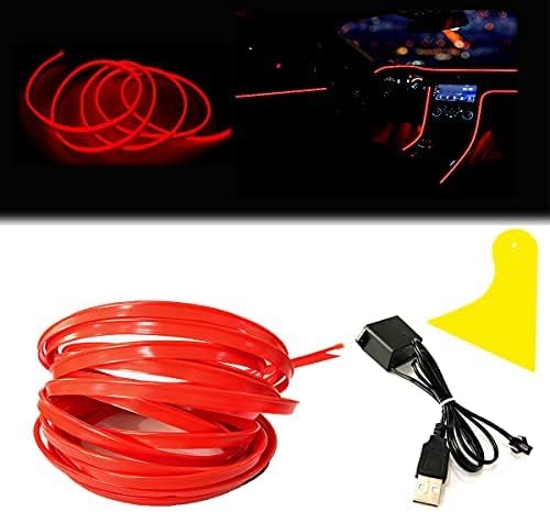El Wire Red Interior Car LED Strip Lights, 5M Neon Wire USB 5V by Maxlaxer