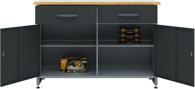 JZD Industrial Steel Garage Storage Cabinet System, Included Pegboard Wall - Image 7