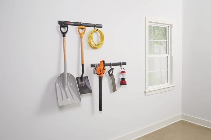 Rubbermaid Garage FastTrack 8-Piece Small Kit Black/Grey All-in-One Rail & Hook - Image 10