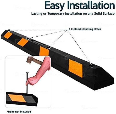 ZONETECH Large Heavy Duty Rubber Parking Curb – 72” Premium Quality Auto Garage - Image 3