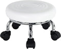Modern PU Leather Low Round Rolling Stool by WKWKER