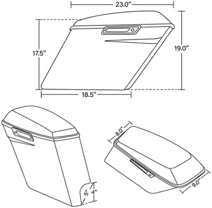 XFMT Motorcycle Vivid Black 5" Stretched Saddlebags Extended Hard Saddle Bags - Image 4