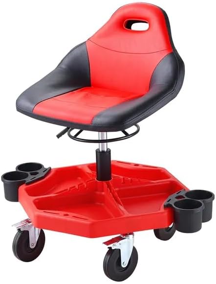 Rolling Garage Stool 300LBS Adjustable Mechanic Work Shop Seat w/Casters - Image 7