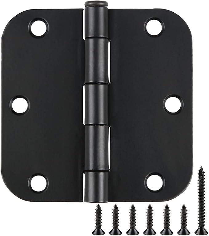 Rounded Door Hinges 3-1/2" x 3.5 inch, 5/8 Radius, Matte Black 3 ½ Inch 12 Pack by TDCHINGES