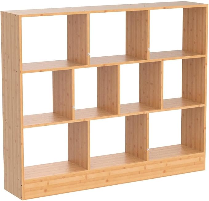 Maydear 47.24” Bamboo Bookshelf, 10 Cube Bookshelf - Image 4