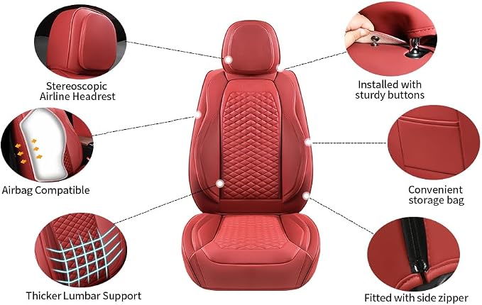 2 Packs Car Seat Covers Leather Car Seat Covers Universal Seat Covers - Image 6