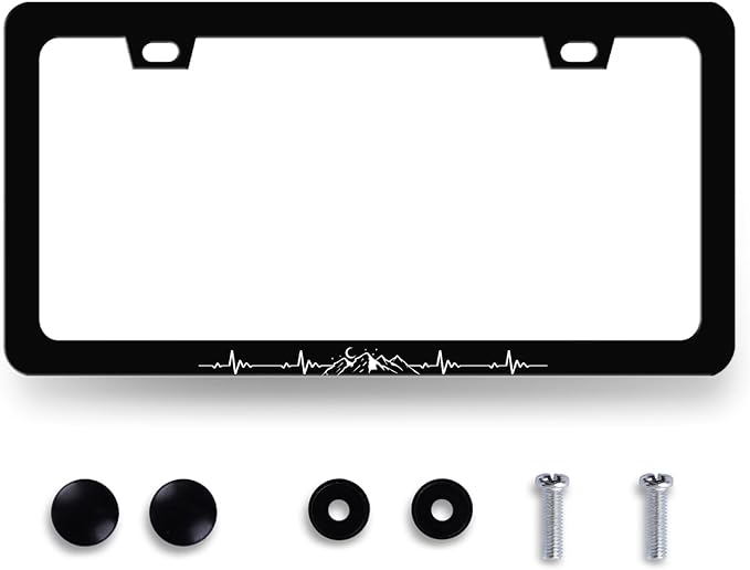 Mountain License Plate Frame Mountains Heartbeat License Plate Holder Colorful by MUAWUOIK