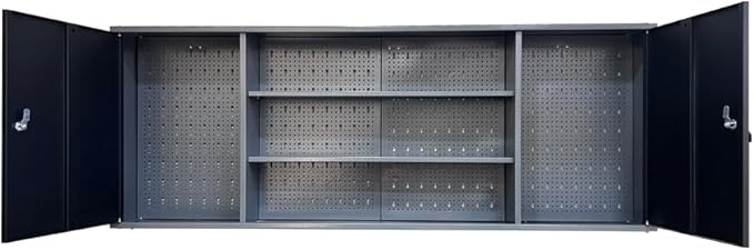 JZD Metal Storage Organization System, Wall Mount Tool Cabinet, Wood Tabletop - Image 4