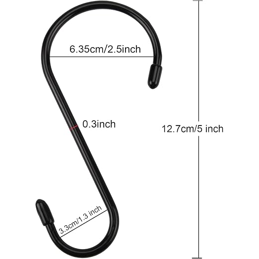 24 Pack 5 inch S Hook, Steel Iron Rubber Coated Closet S Hooks - Image 3