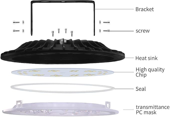 Viugreum 5 PACK 100W UFO LED High Bay Light, 10000LM 6500K Daylight White LED - Image 5