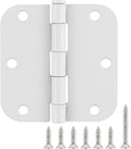 6 Pack 3.5 Inch Door Hinges White Matte Rounded 3 1/2 Inch Noise Free Iron by TDCHINGES