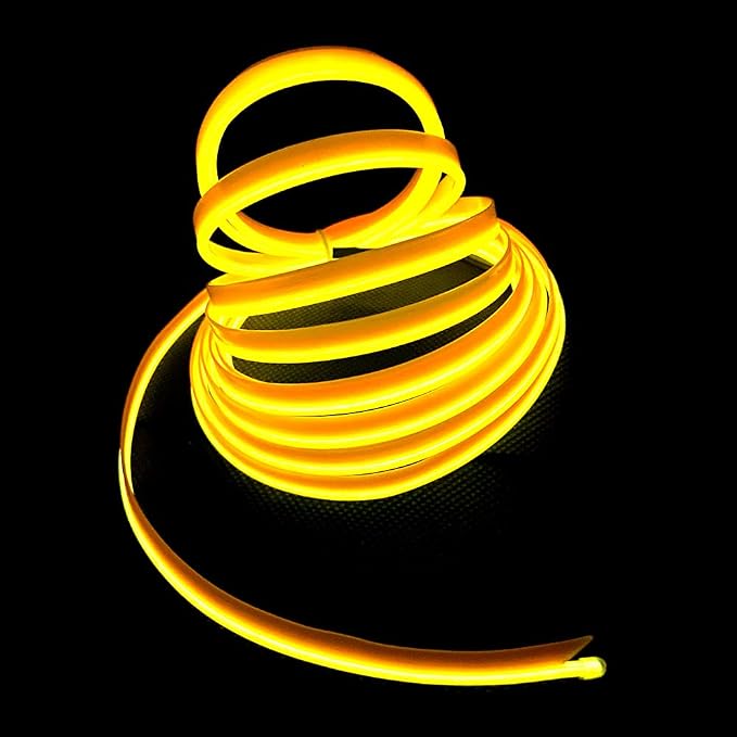 El Wire Yellow Interior Car LED Strip Lights, 3M Neon Wire USB 5V - Image 3