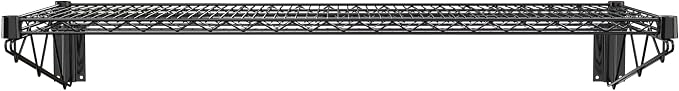 18" x 48" Black Epoxy Wire Wall Mount Shelf - Image 4