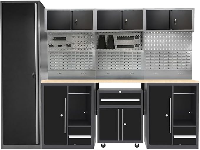 JZD Garage Workbench Set, Metal Tool Cabinet System by JZD