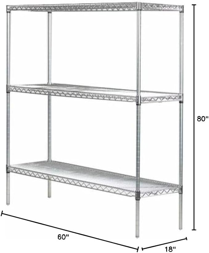 Omega 18" Deep x 60" Wide x 80" High 3 Tier Chrome Starter Shelving Unit - Image 2