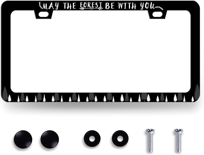 May The Forest Be with You License Plate Frame Funny Text License Plate Holder by RNKATIH