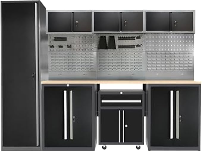 JZD Garage Storage Workbench Set, Metal Industrial Strength Tool Storage System by JZD