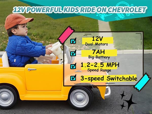 Joywhale 12V Kids Ride on Car Licensed Chevrolet 3100 Pickup Battery Powered - Image 6