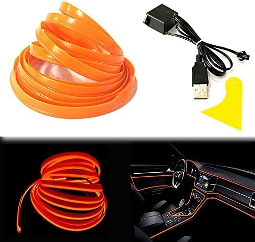 El Wire Orange Interior Car LED Strip Lights, 5M Neon Wire USB 5V by Maxlaxer