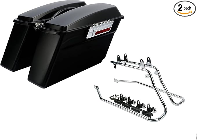 XFMT Matte Black Hard Saddlebags Saddle Bags Trunk W/Chrome Conversion Brackets by XFMT