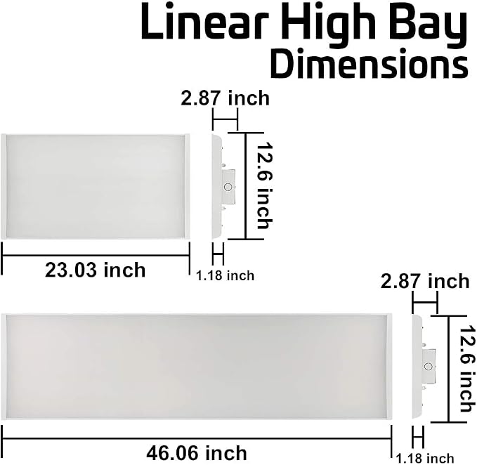 2 Pack Linear LED Bay Ceiling Shop Light - 2 Ft - 105W 5000K 1-10V Dimming - Image 7