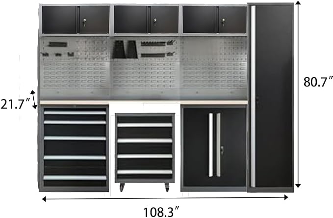 JZD Garage Storage Cabinet System Workshop, Tool Cabinets Combo - Image 2