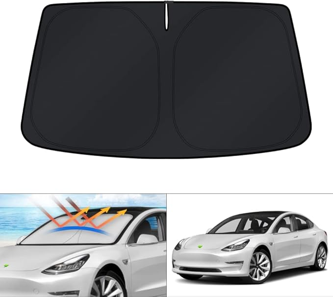 KUST Windshield Sun Shade for 2017-2023 Tesla Model 3 Accessories Sunshade by KUST