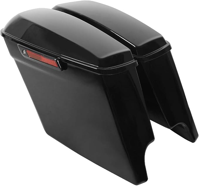 XFMT Motorcycle Vivid Black 5" Stretched Saddlebags Extended Hard Saddle Bags - Image 8
