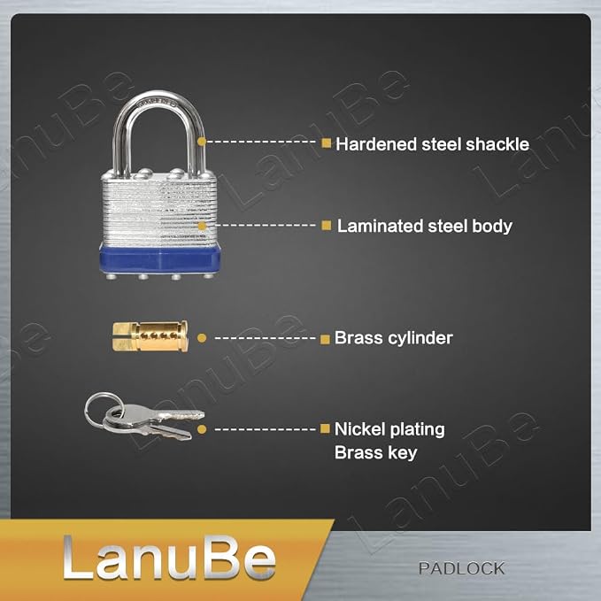 LanuBe Lock Laminated keyed Padlock, keyed Alike Locks, Normal Shackle - Image 4