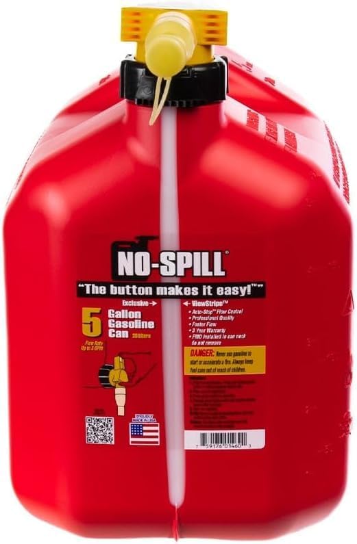 No-Spill 4-Pack 5 Gallon Red Gasoline Cans - Image 2