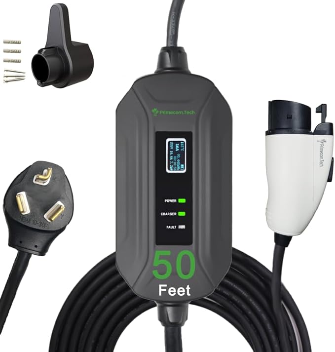 PRIMECOM Level 2 EV Charger 220/240V, 30ft & 50ft, Portable EVSE Electric by PRIMECOMTECH