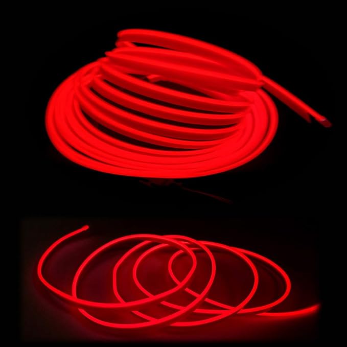 El Wire Red Interior Car LED Strip Lights, 5M Neon Wire USB 5V - Image 3