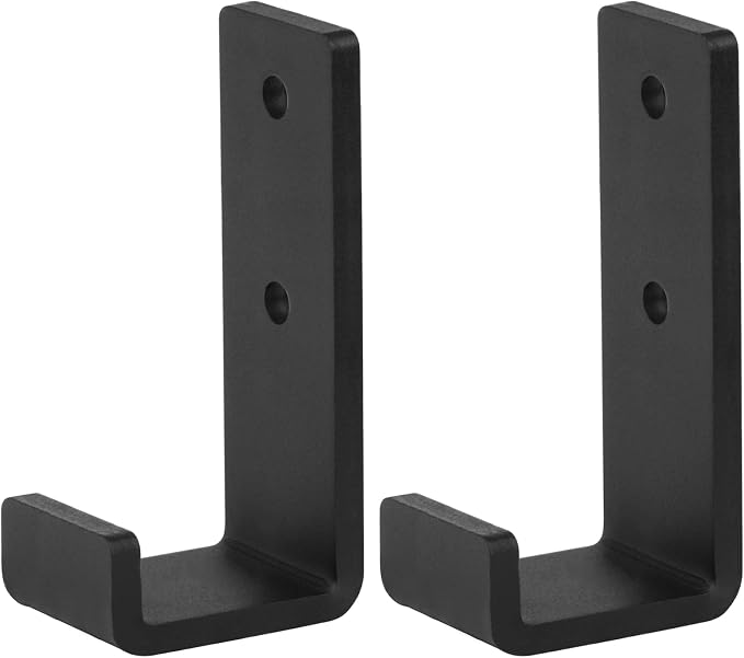 2 Pack 8" Black Steel J Hook, Extra Heavy Duty Wall Mount Utility Hook by OTTFF