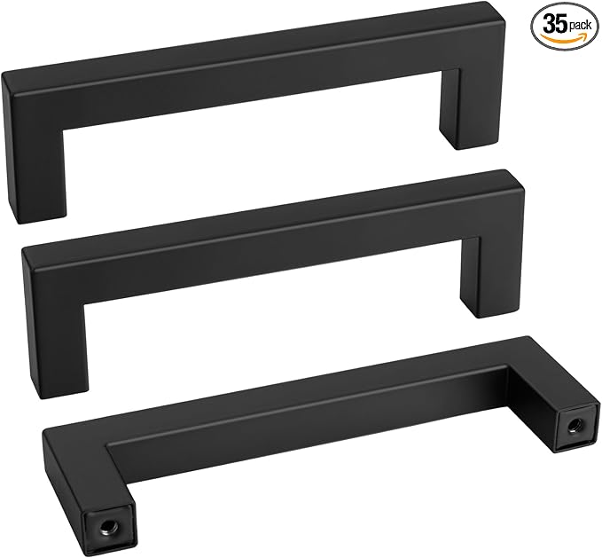 goldenwarm 35 Pack 4 INCH Black Square Bar Cabinet Pull by goldenwarm