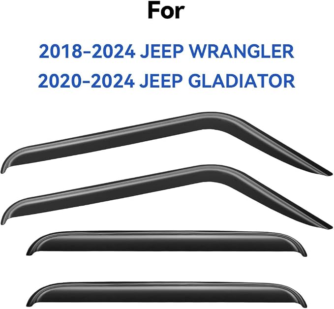 Window Visors Rain Guards for 2018-2025 Jeep Wrangler JL, Out-Channel Window - Image 2