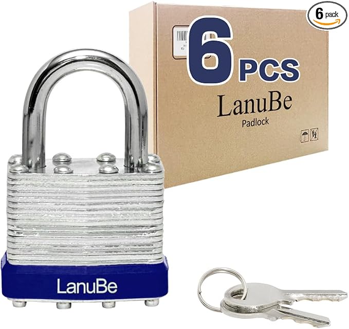 LanuBe Lock Laminated keyed Padlock, keyed Alike Locks, Normal Shackle by LanuBe