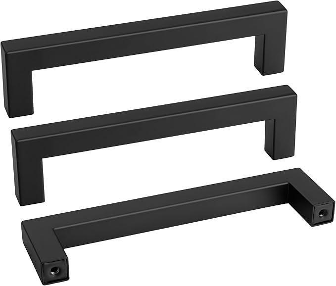 Matte Black Kitchen Pulls Bathroom Cabinet Drawer Closet Flat Square Bar Pulls by goldenwarm