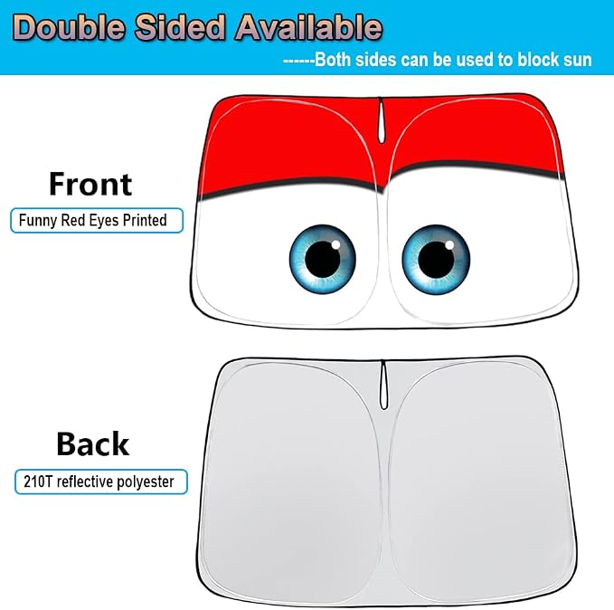 Gven Sunshade for Tesla Model Y Accessories 2025 Funny Eyes Windshield Sun - Image 2
