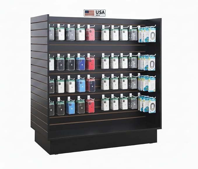 WISDOMFUR H-Unit Slatwall Gondola Display – 4 ft Black Freestanding Retail - Image 4
