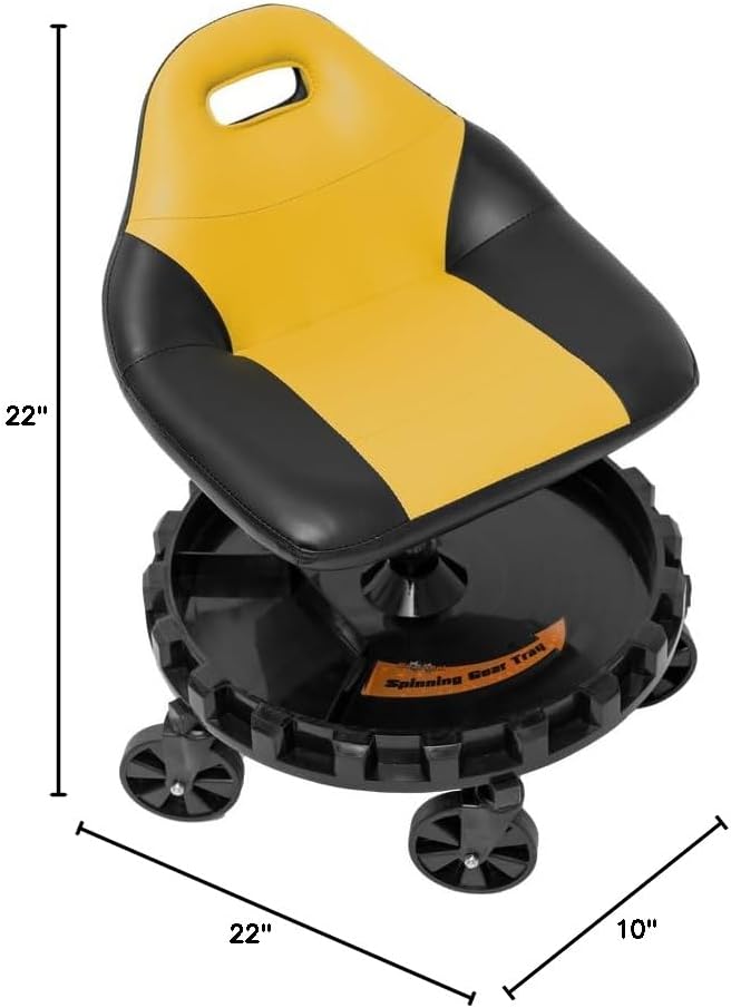 Traxion 400lb Capacity 2-704 Yellow Progear Mobile Rolling Gear Seat - Image 3