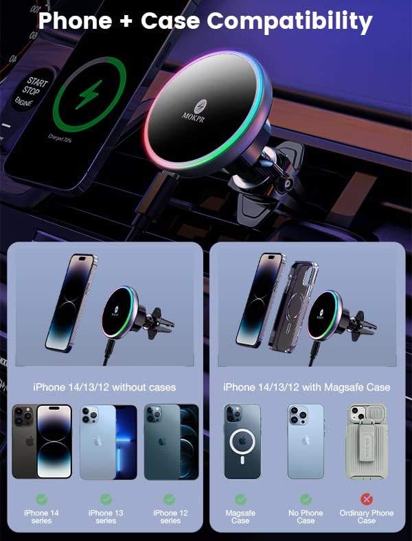 MOKPR for Magsafe Car Mount Charger-Wireless Car Charger-Magnetic Car Phone - Image 3