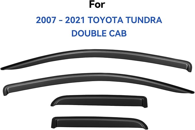 Window Visors Rain Guards for 2007-2021 Toyota Tundra Extended Cabs, - Image 3