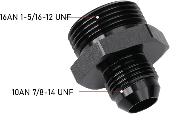 10AN Male Flare to 16AN ORB O-ring Boss Fuel Pump Rail Adapter Fitting Aluminum - Image 2