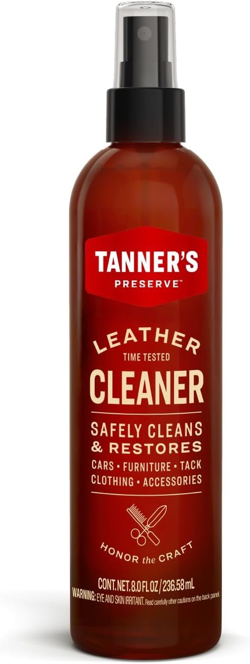 Tanner's Preserve Leather Cleaner, Cleans & Restores Finished Leather, Use by TannersPreserve