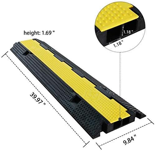 5 Pack Rubber Cable Ramp Hose Cable Protector Ramp 2 Channel 22000Lbs Load - Image 2